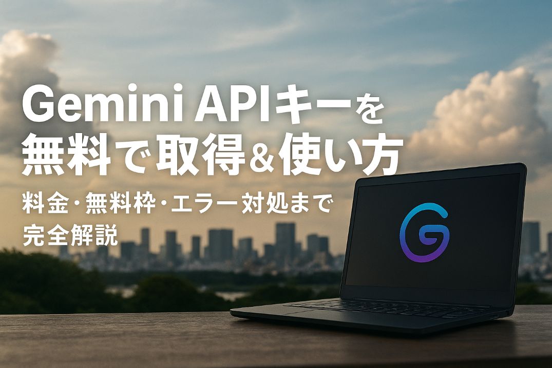 Gemini APIキーの取得方法とColabでの使い方を初心者向けに解説するイメージ